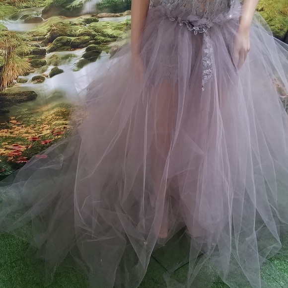 LATOYA Silver Lace 2pc Mini Dress & Ballgown Skirt - Picture 4 of 8